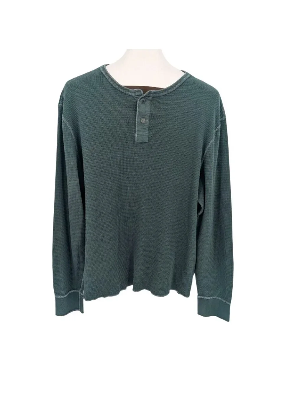 J.Crew Waffle Knit Henley Thermal Long Sleeve Minimalist Outdoor Workwear XLarge